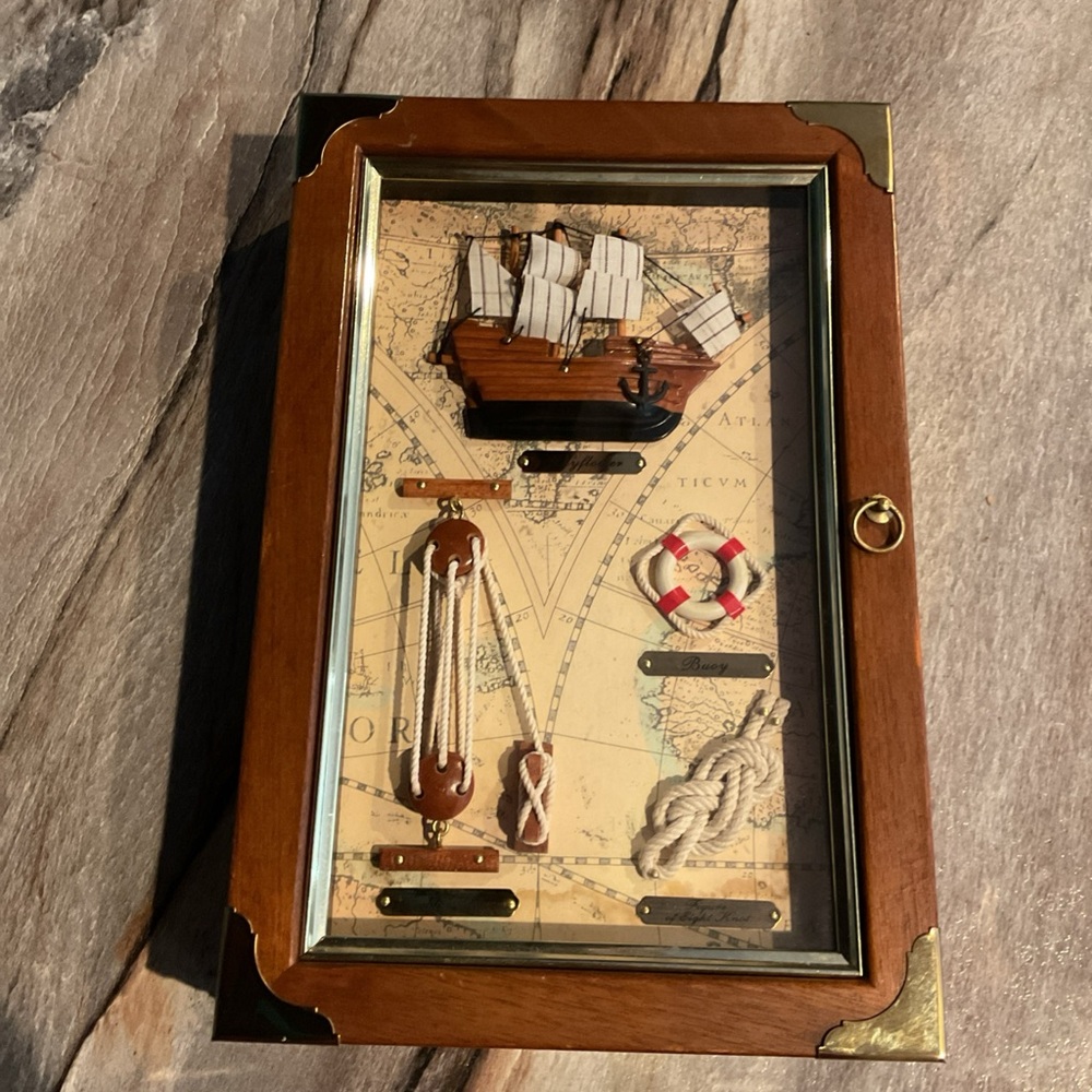 Nautical Shadow Box with Ship and Map Design